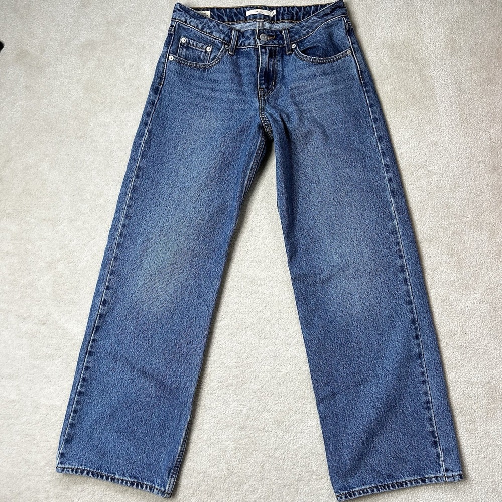 Levi's Low Rise Loose Premium Denim Jeans 25x29 Wide Leg Baggy Cotton Blue